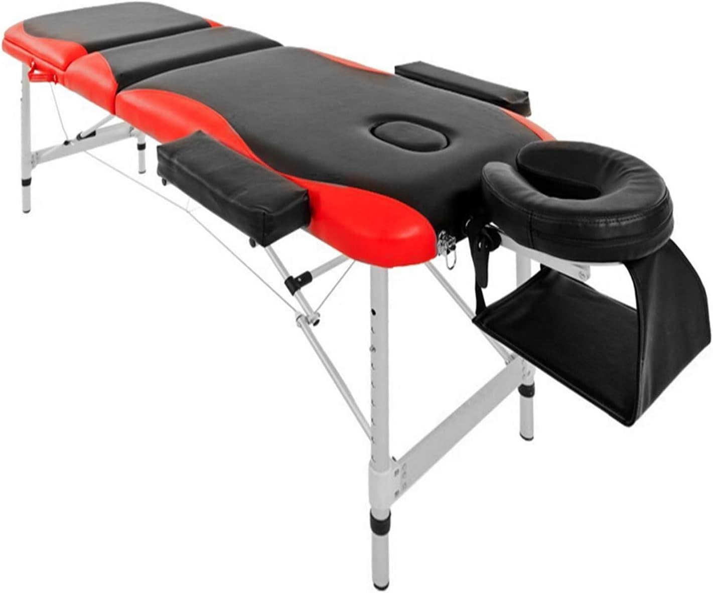 Portable 3-Section Massage Table Aluminium Beauty Tattoo Spa Bed w/ Bag Red