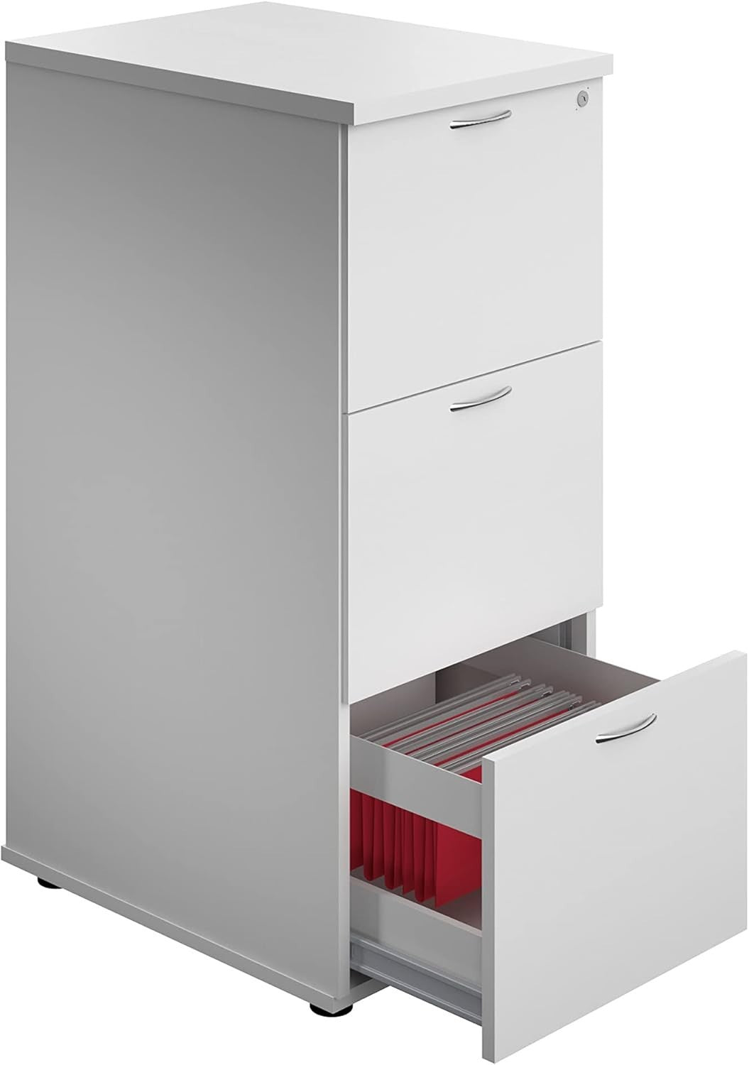 White Filing Cabinet 3 Drawer Lockable 105cm Heavy Duty Office