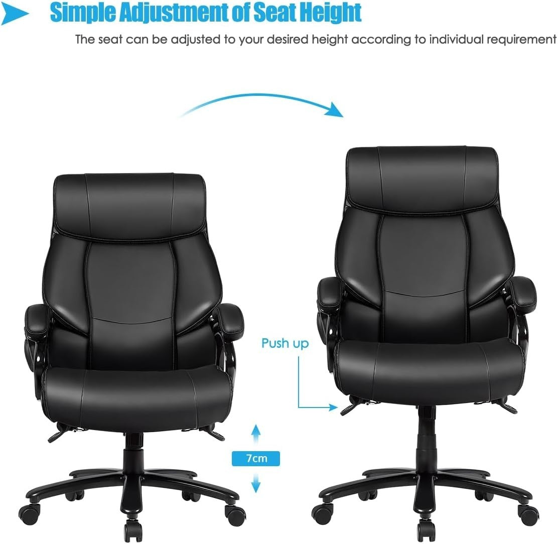 Big & Tall Massage Office Chair 400lbs PU Leather Swivel Recline Adjustable