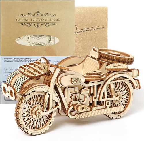 3D Wooden Motorbike Puzzle Model Kit | DIY Assembly, Educational & Gift Idea