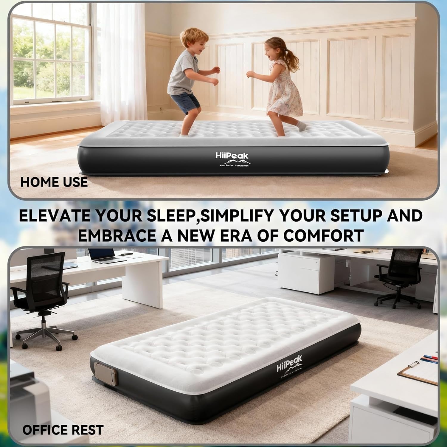 Double Air Bed with Built-In Pump Self Inflating Suede Camping Mattress
