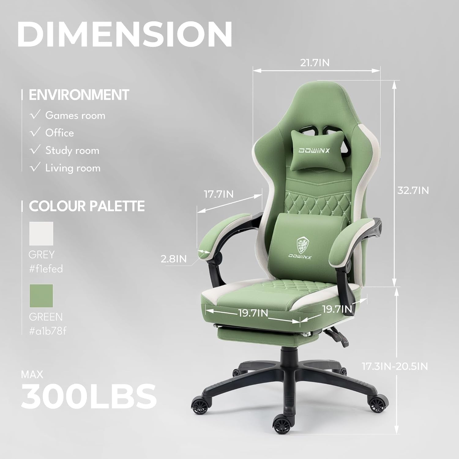 Gaming Chair Fabric Pocket Spring Recliner w/ Footrest 150kg Green