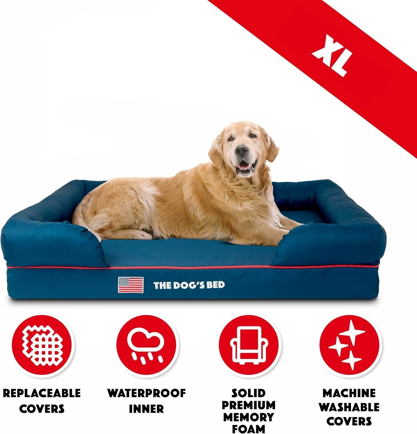 Orthopedic Memory Foam Dog Bed XL Washable 111x86cm