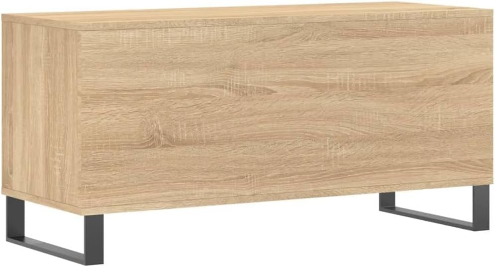 Modern Engineered Wood Record Cabinet with Iron Feet – Spacious Storage