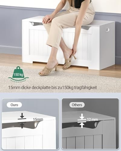 White Lift-Top Storage Bench with Shoe Organizer & Wooden Trunk