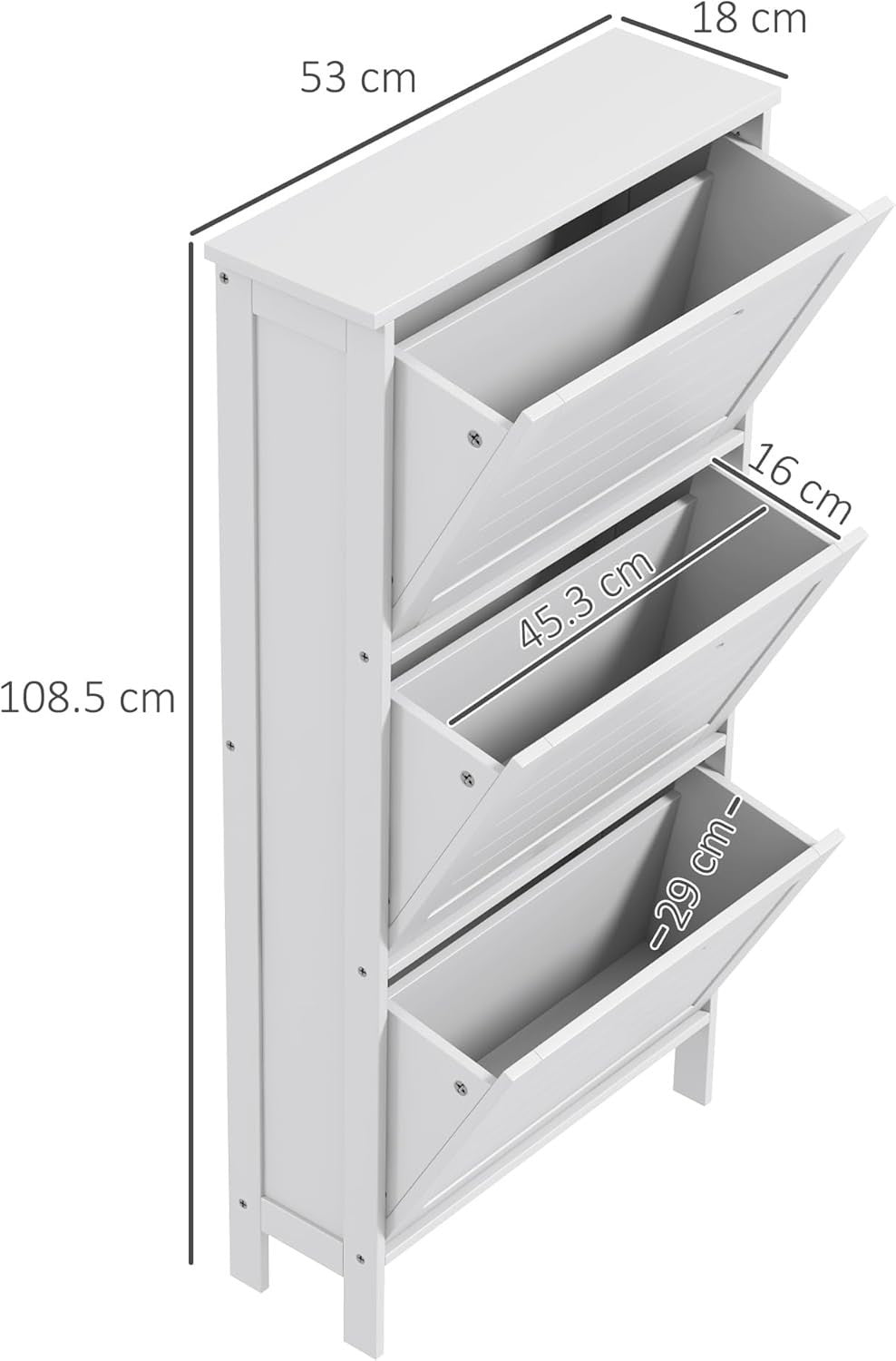 Slim 3‑Tier Flip Shoe Cabinet – Narrow Hallway Storage, Holds 6 Pairs