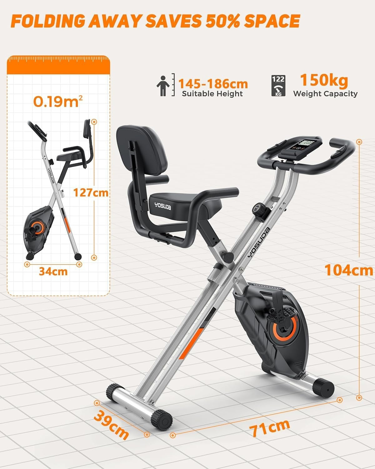 3-in-1 Foldable Magnetic Exercise Bike w/ LCD Monitor, Bands & 8 Resistance