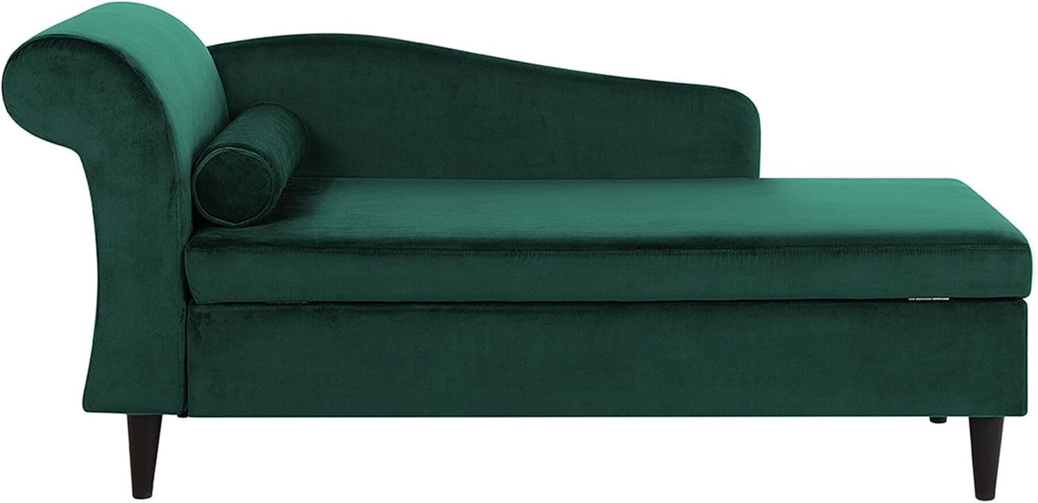 Velvet Left Hand Chaise Lounge with Storage Emerald Green Living Room Sofa