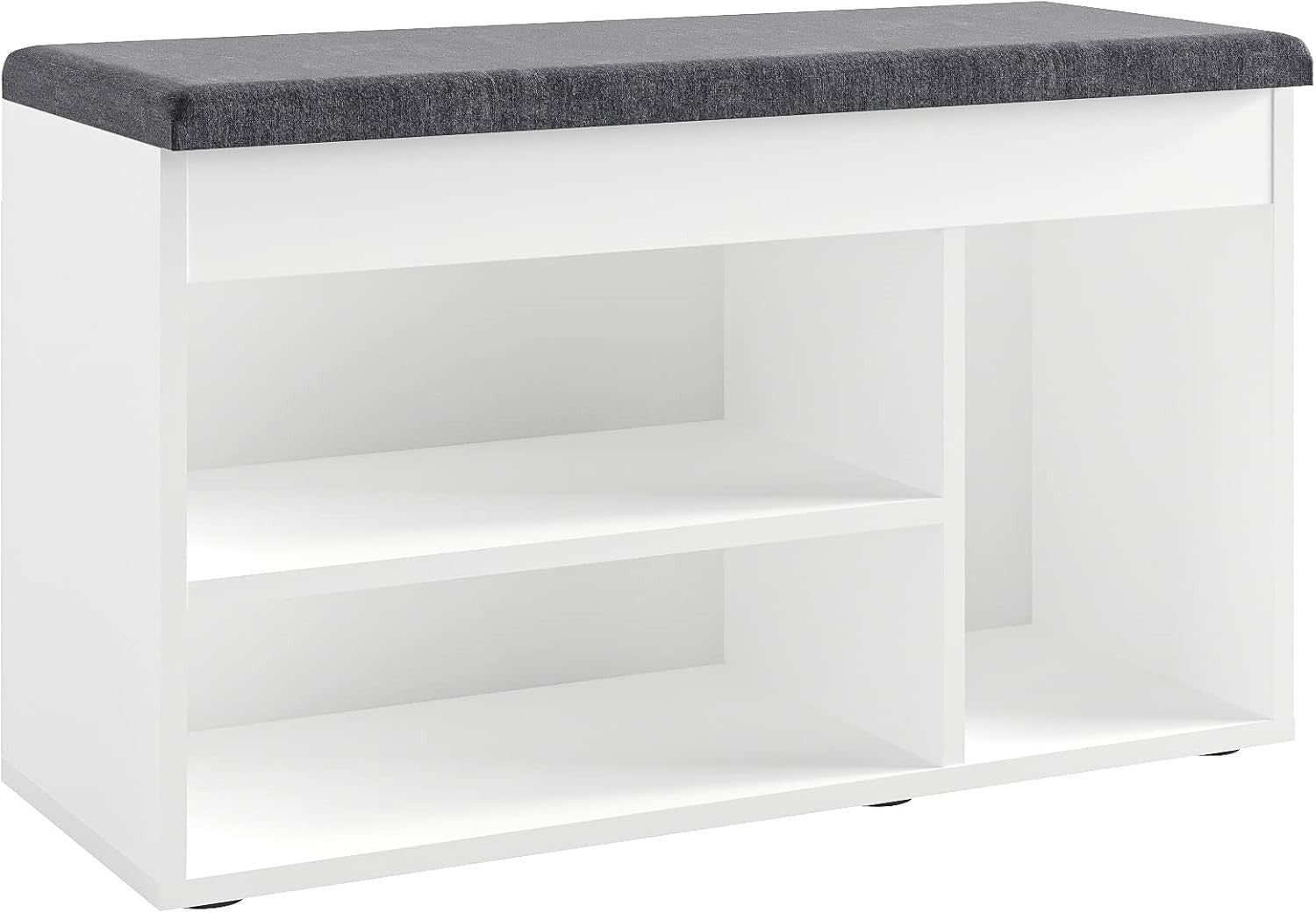 White Grey Shoe Storage Bench with Cushion – Hallway Entryway Seat 80cm