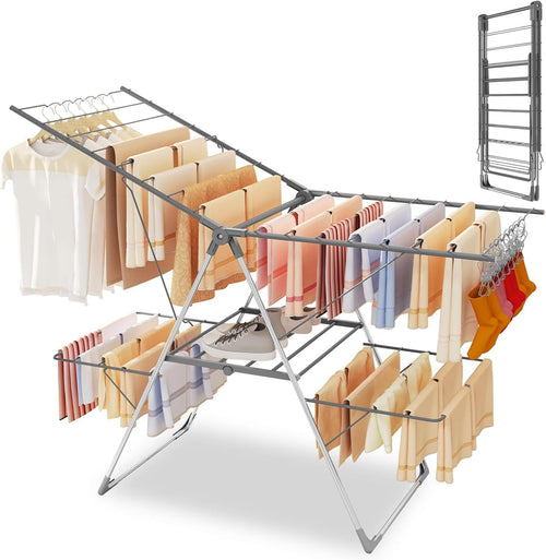 Foldable Clothes Airer 33 Rails Stainless Steel Indoor Outdoor Drying Rack