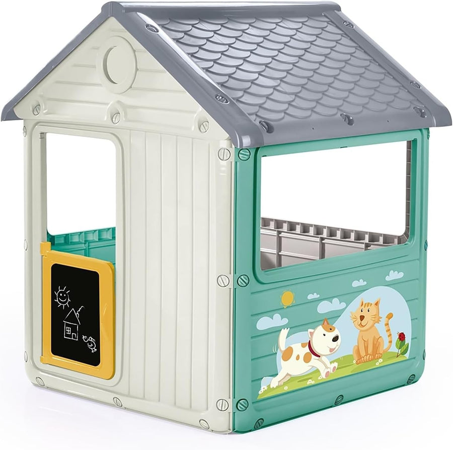 Kids Playhouse Indoor Outdoor Plastic Garden House w Windows