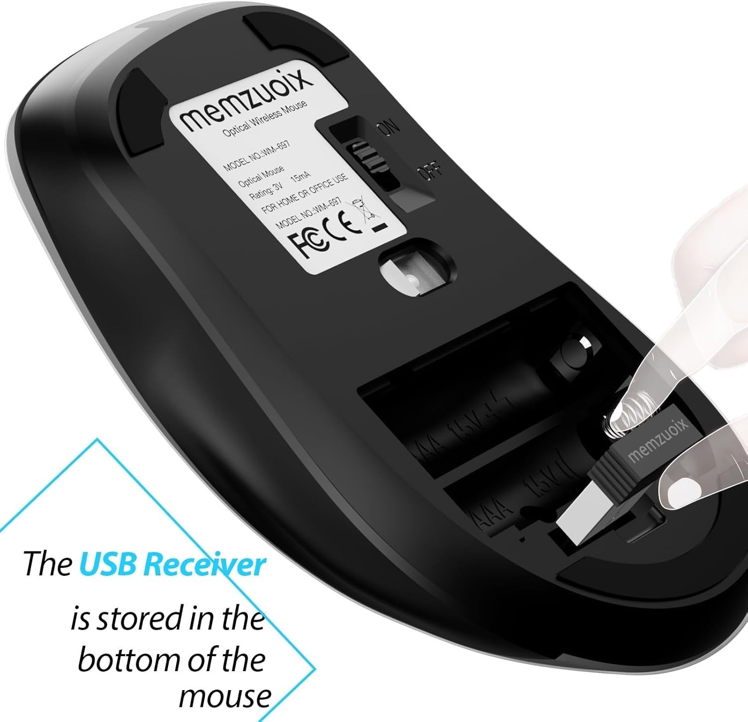 Slim Grey Wireless Mouse 1400 DPI USB 2.4G Ergonomic 5 Button