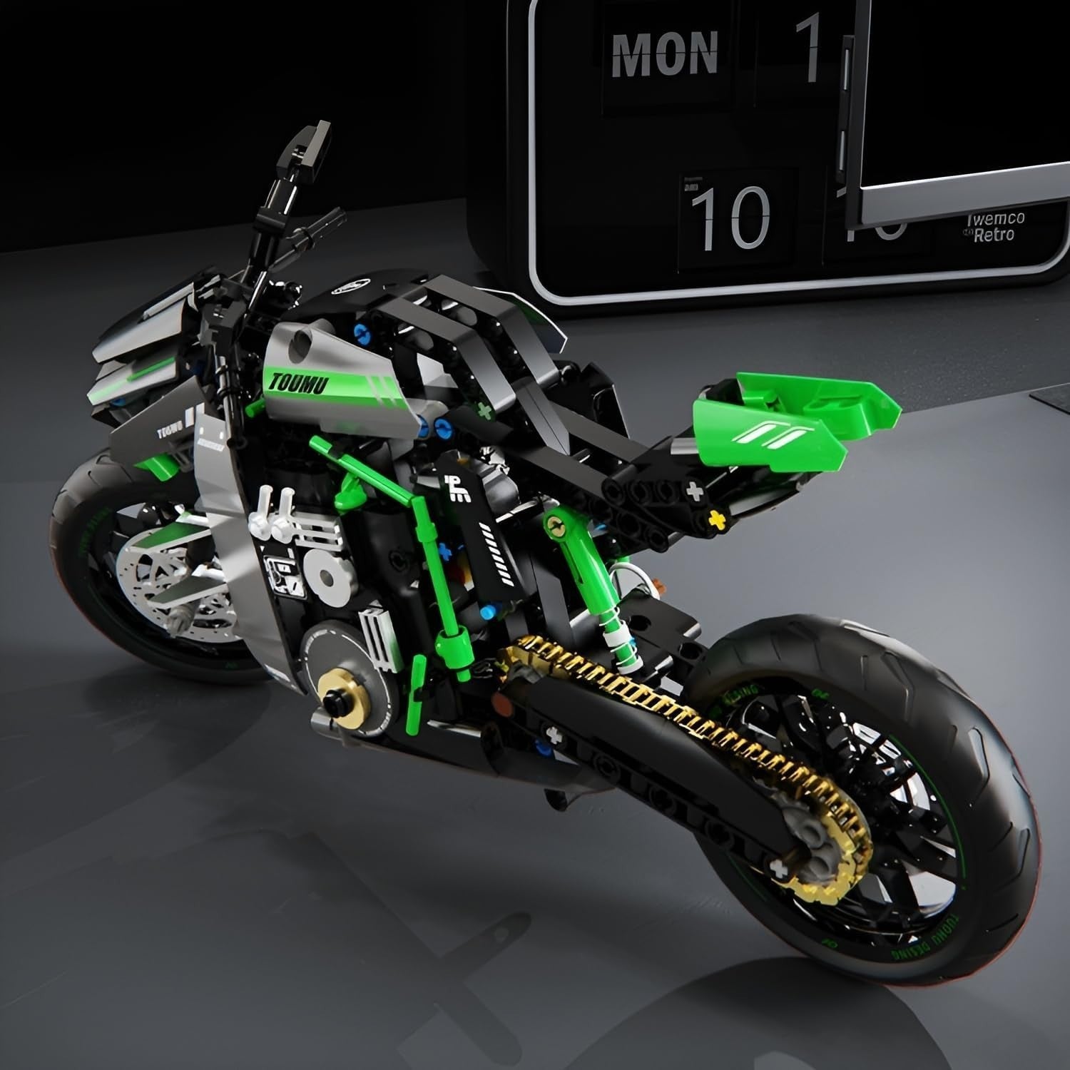 460-Piece Motorcycle Building Kit with Full-Color Instructions & Display