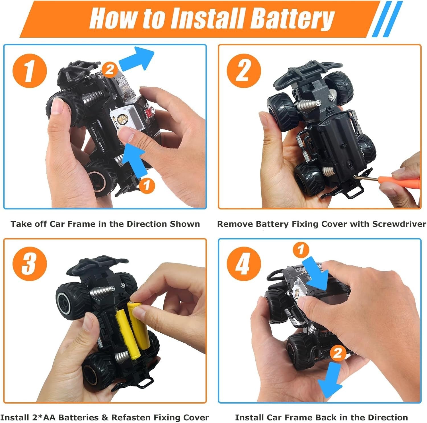 Mini Remote Control Police Car for Kids – Off-Road RC Car Toy, Black