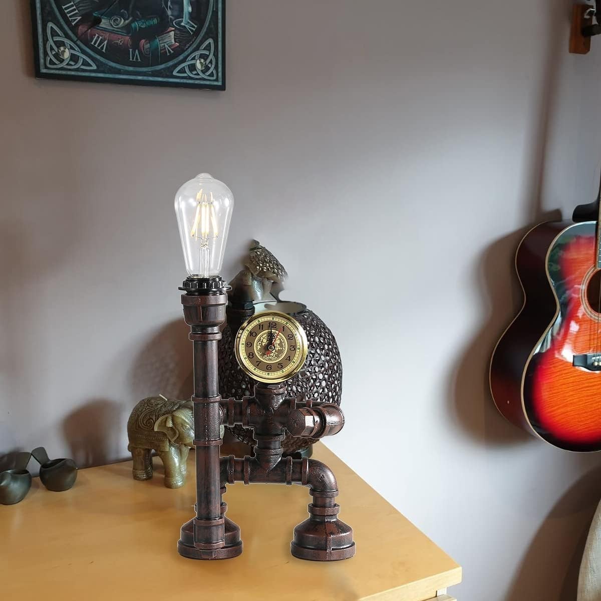 Rustic Industrial Steampunk Table Lamp Vintage Water Pipe Desk Light