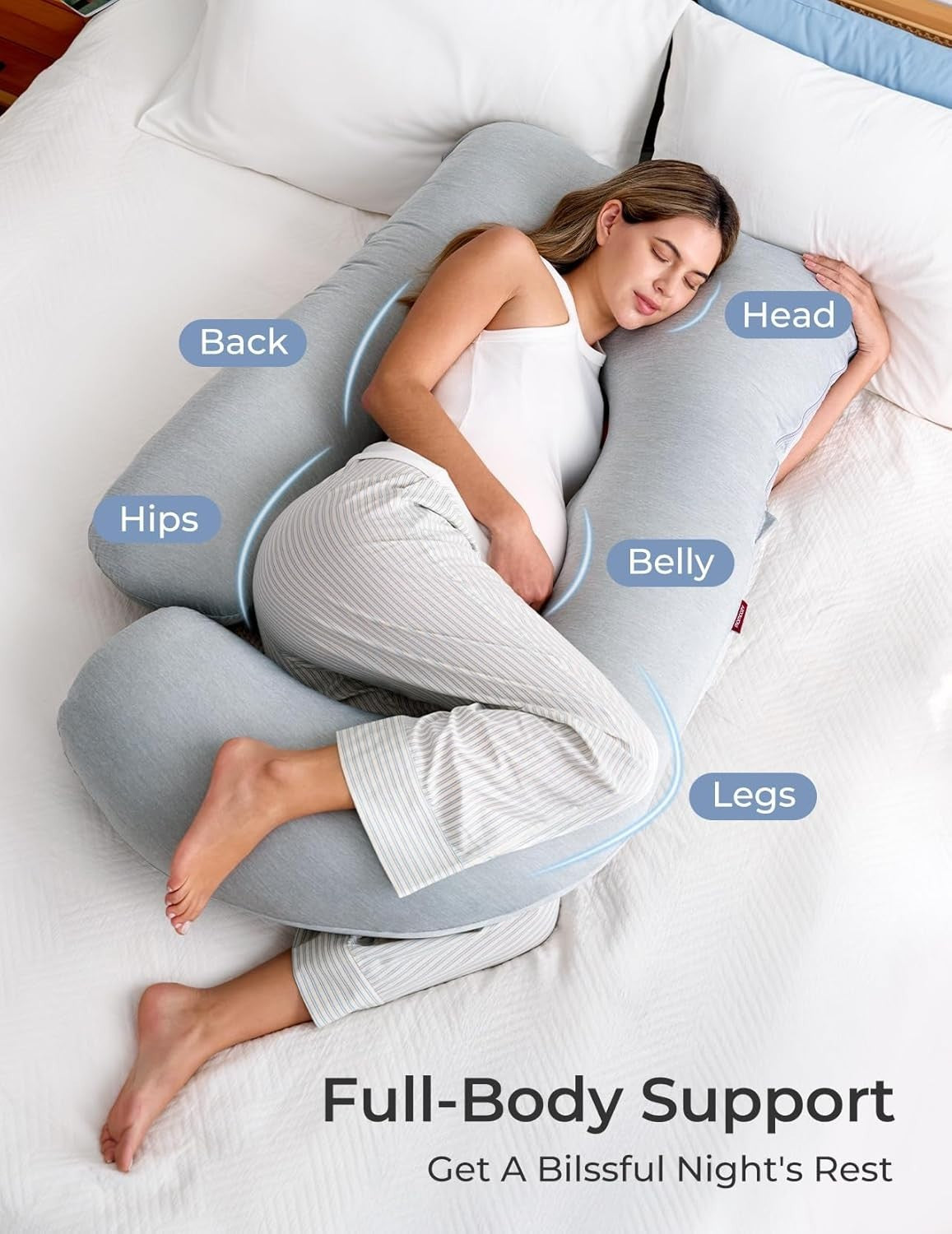 Pregnancy Pillow 57” Full Body Maternity Support Side Sleeper Belly Back