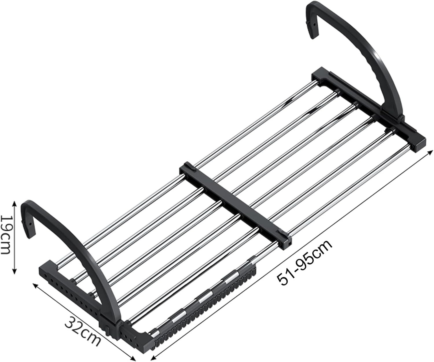 Radiator Clothes Airer Extendable Drying Rack Stainless Steel 51–95cm