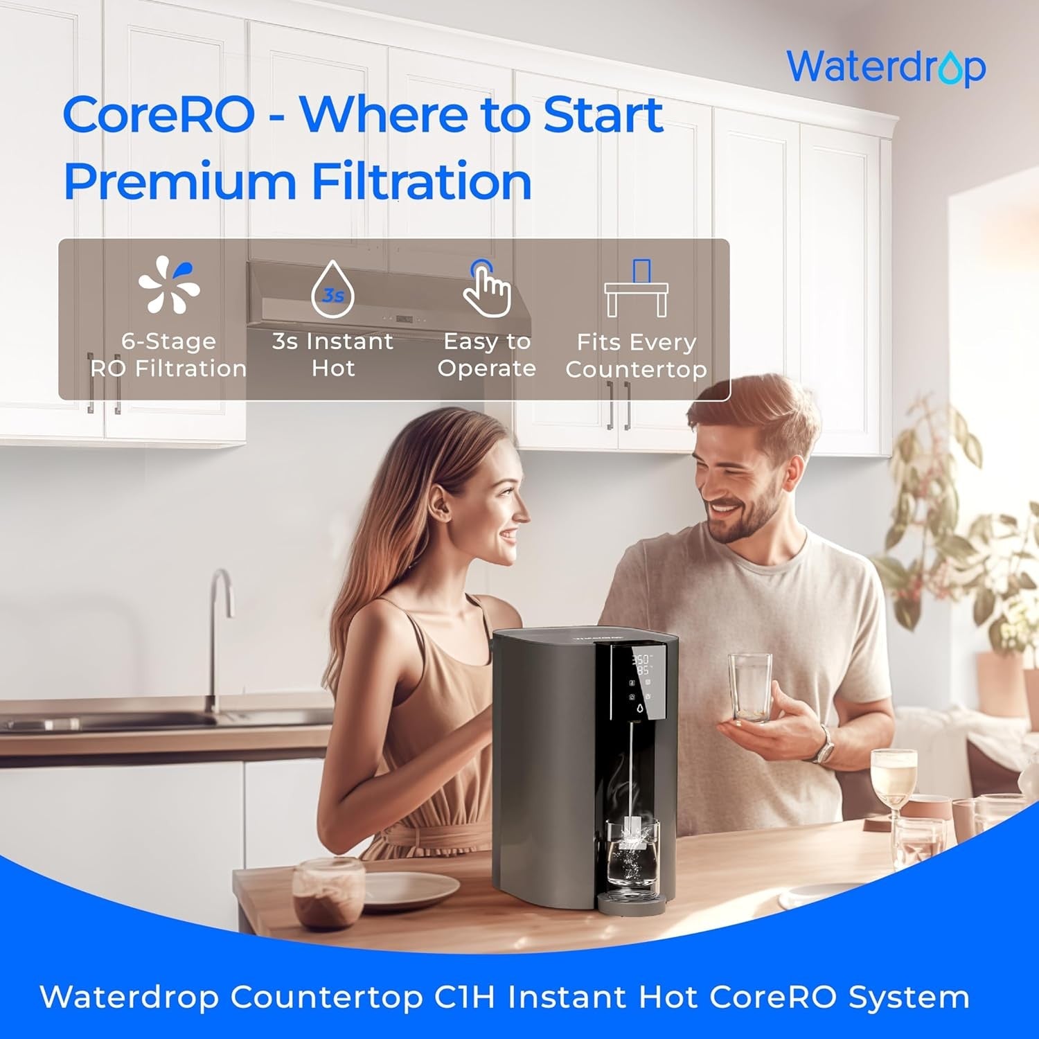 Countertop RO Instant Hot Water Dispenser 6-Stage Filtration 5 Temps No Install