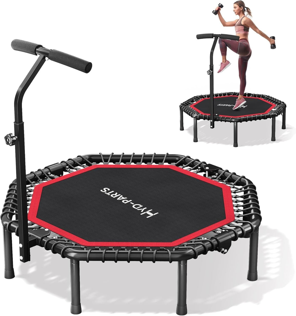 48in Octagonal Fitness Rebounder Trampoline Silent Bungee 550lb Indoor