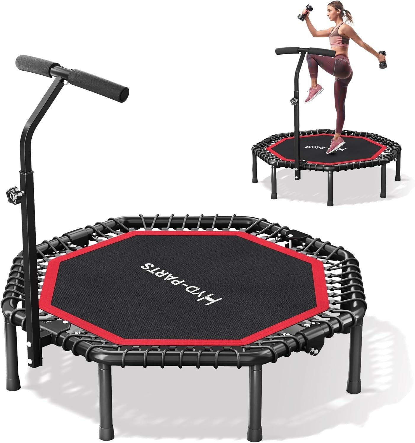 48in Octagonal Fitness Rebounder Trampoline Silent Bungee 550lb Indoor