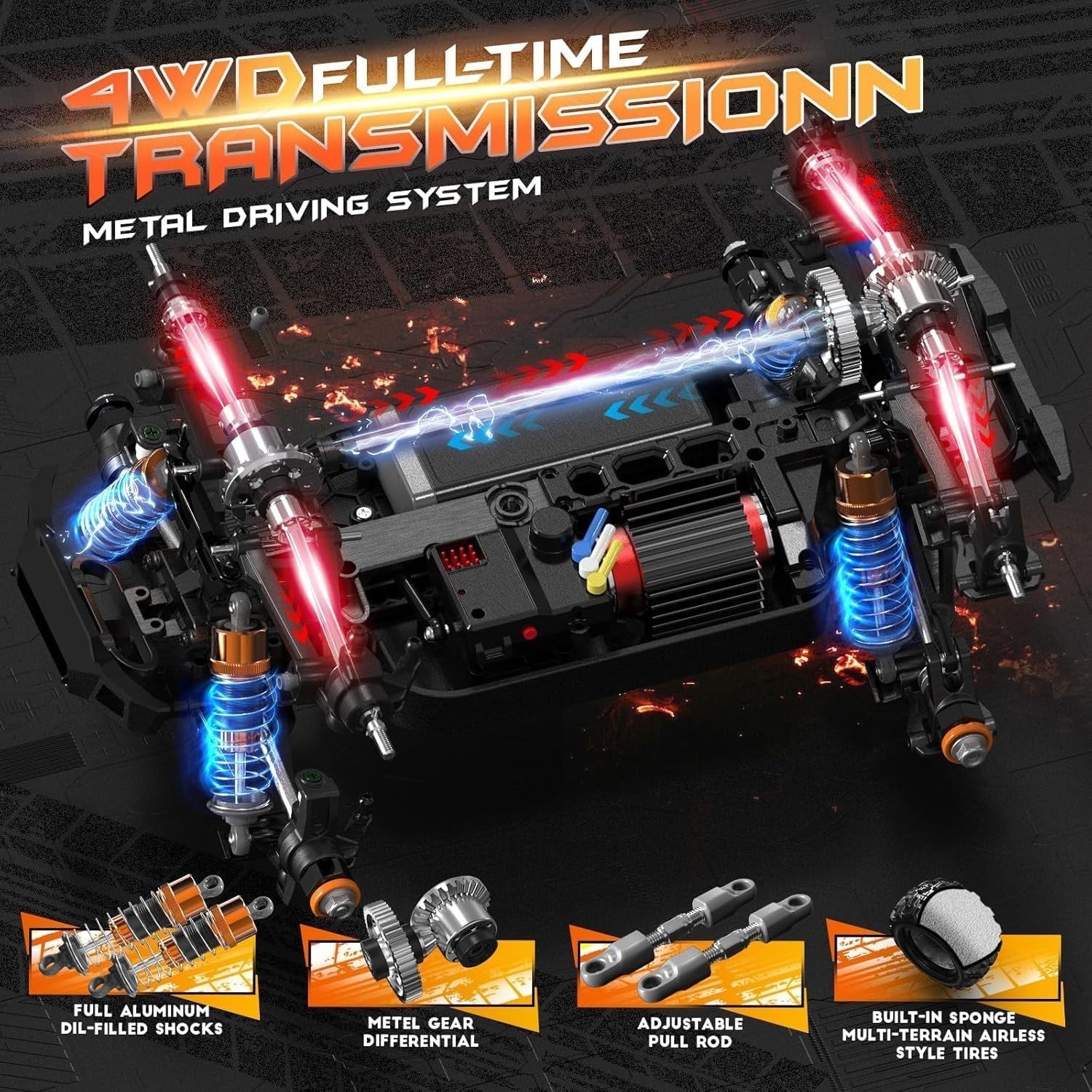 H16R 1:16 Brushless RC Car 52KM/H 4WD Monster Truck – High-Speed