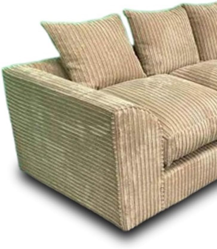 Mink Jumbo Cord Modular 5-Seater Dual Arm Corner Sofa Lounge Couch