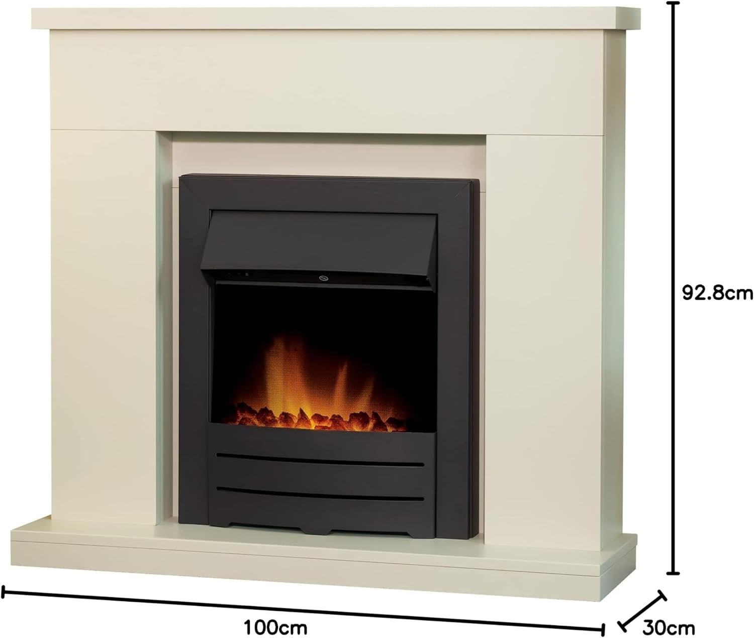 39" Stone Effect Electric Fireplace Wall Mount Heater LED Flame 1-2kW