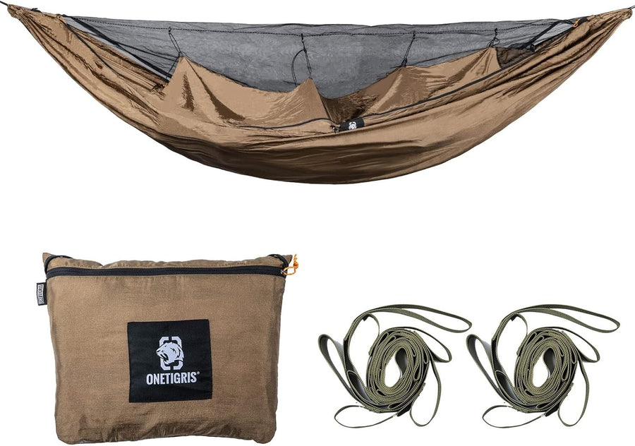Camping Hammock with Mosquito Net & Warm Cover Portable 150kg Load