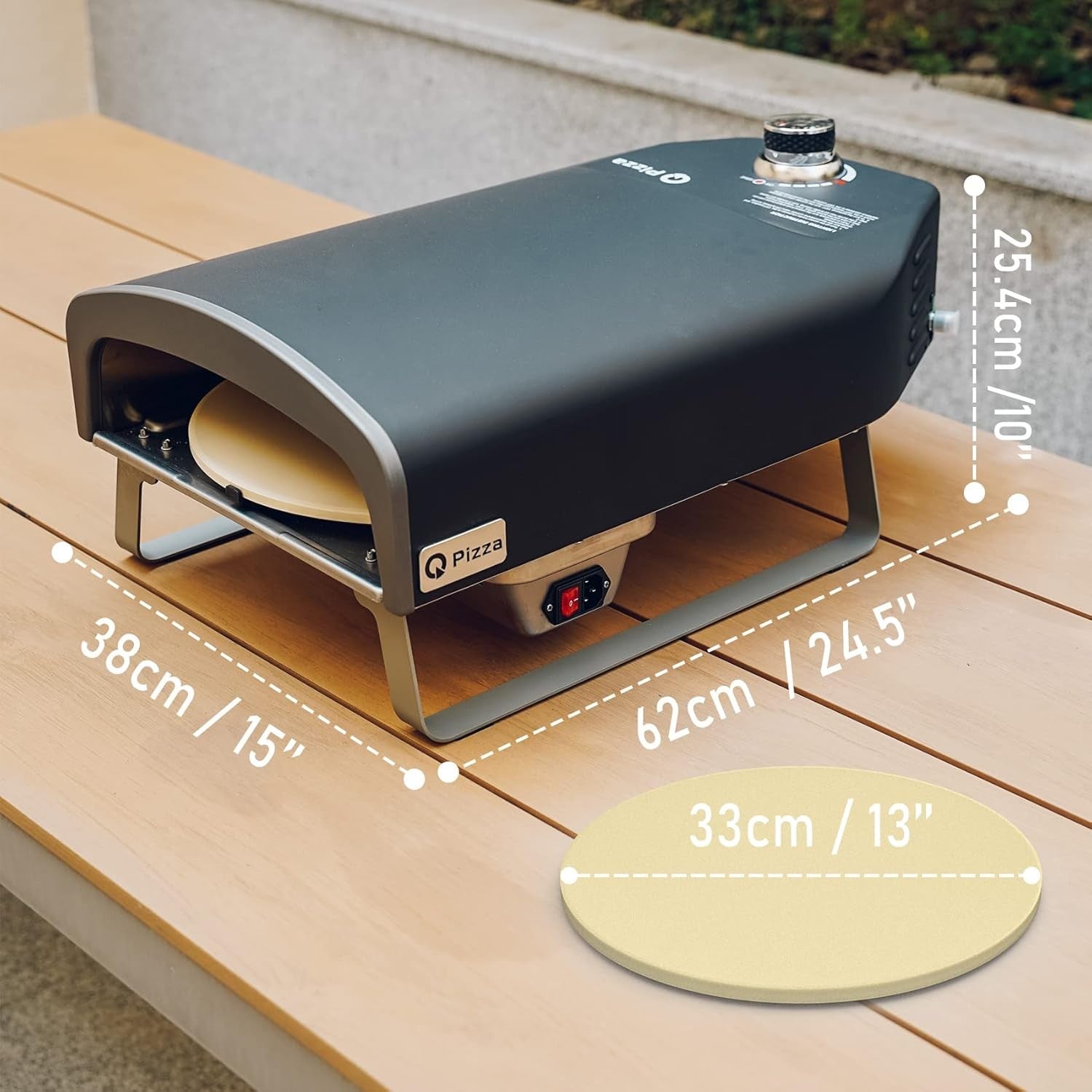 Outdoor Gas Pizza Oven 13 Auto Rotating Stone | Propane BBQ Grill with Regulator
