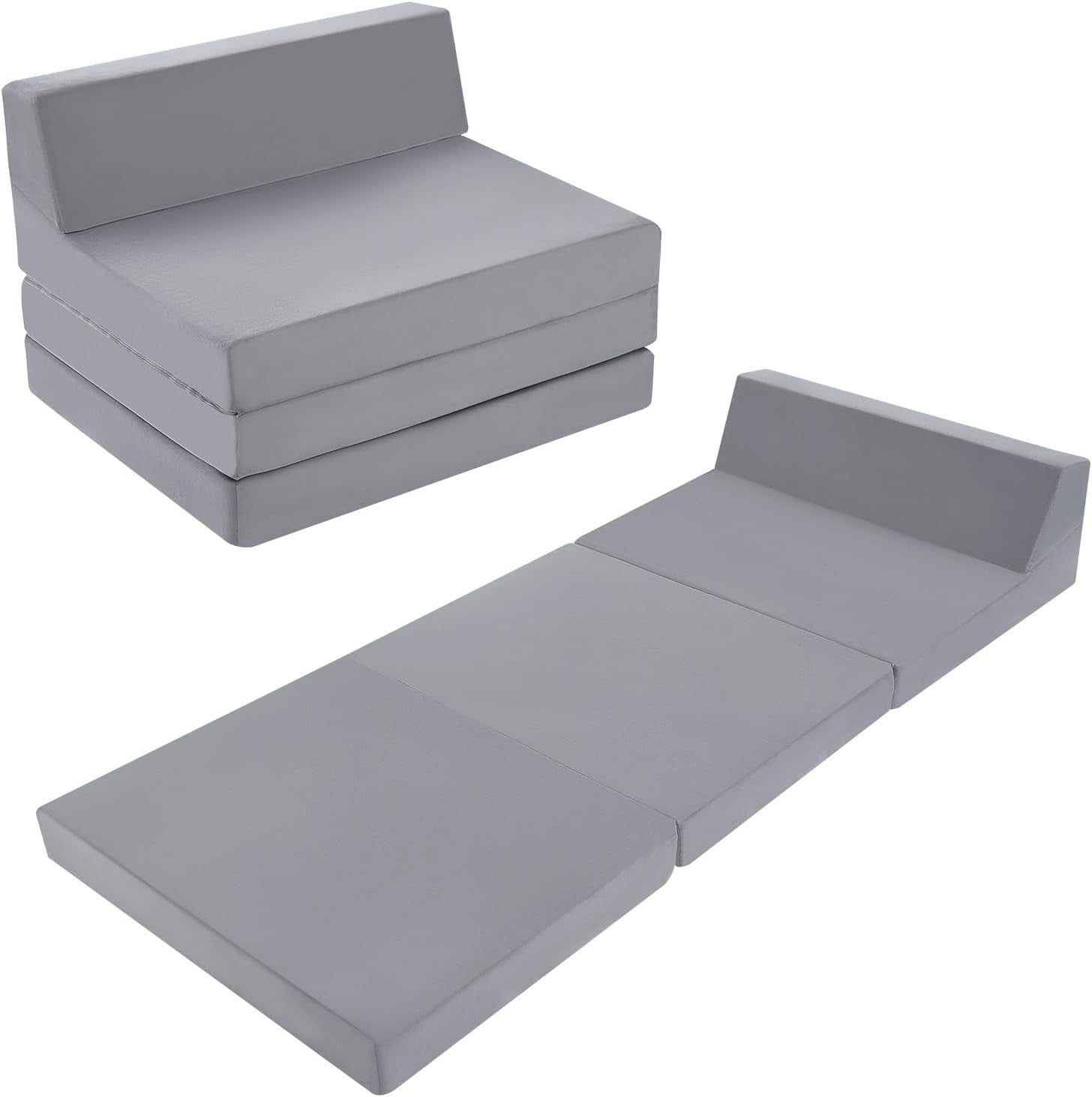 High-Density Folding Floor Mattress Sofa Bed | Portable Guest Bed, Grey