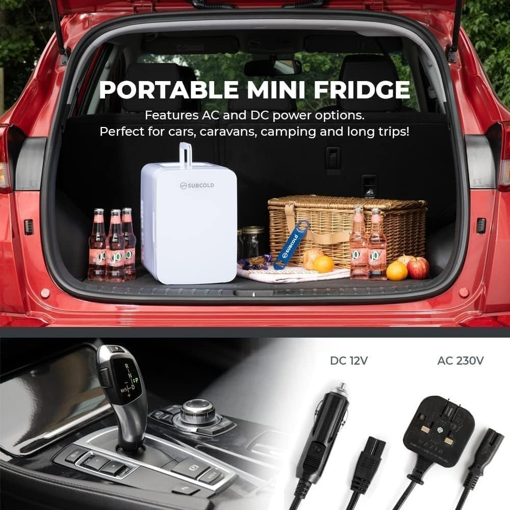 Portable Mini Fridge Cooler & Warmer 10L Compact AC/DC White Free-Standing