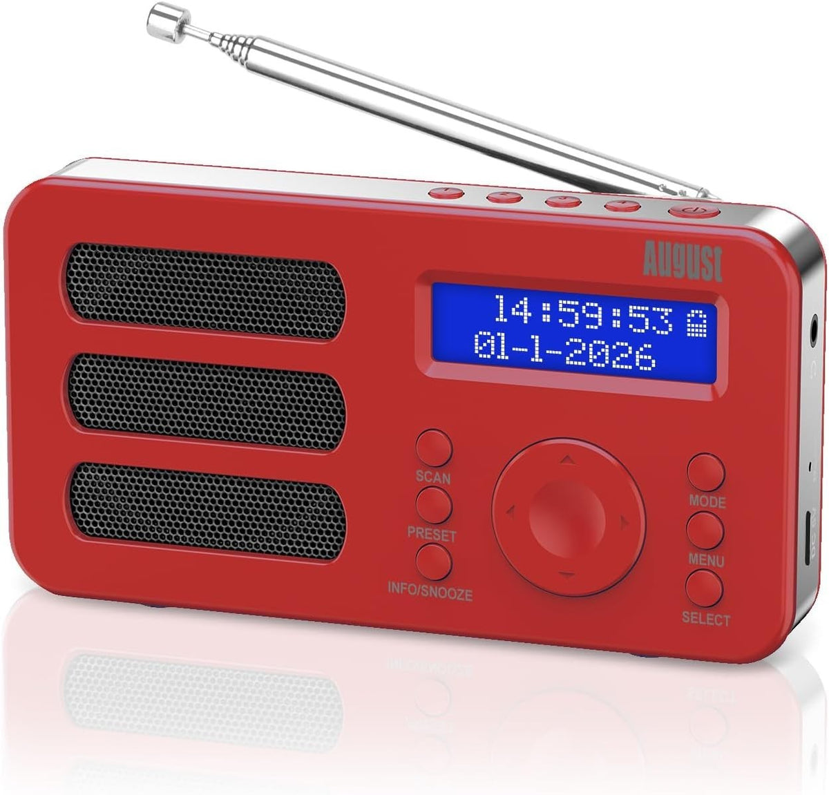 Portable DAB/DAB+/FM Digital Radio with Alarm, Rechargeable & AUX Output