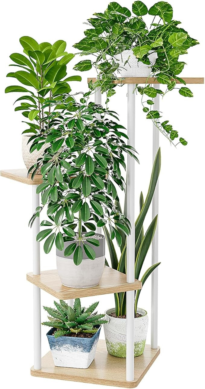 4 Tier Metal Plant Stand Indoor Outdoor Flower Shelf for Patio Balcony