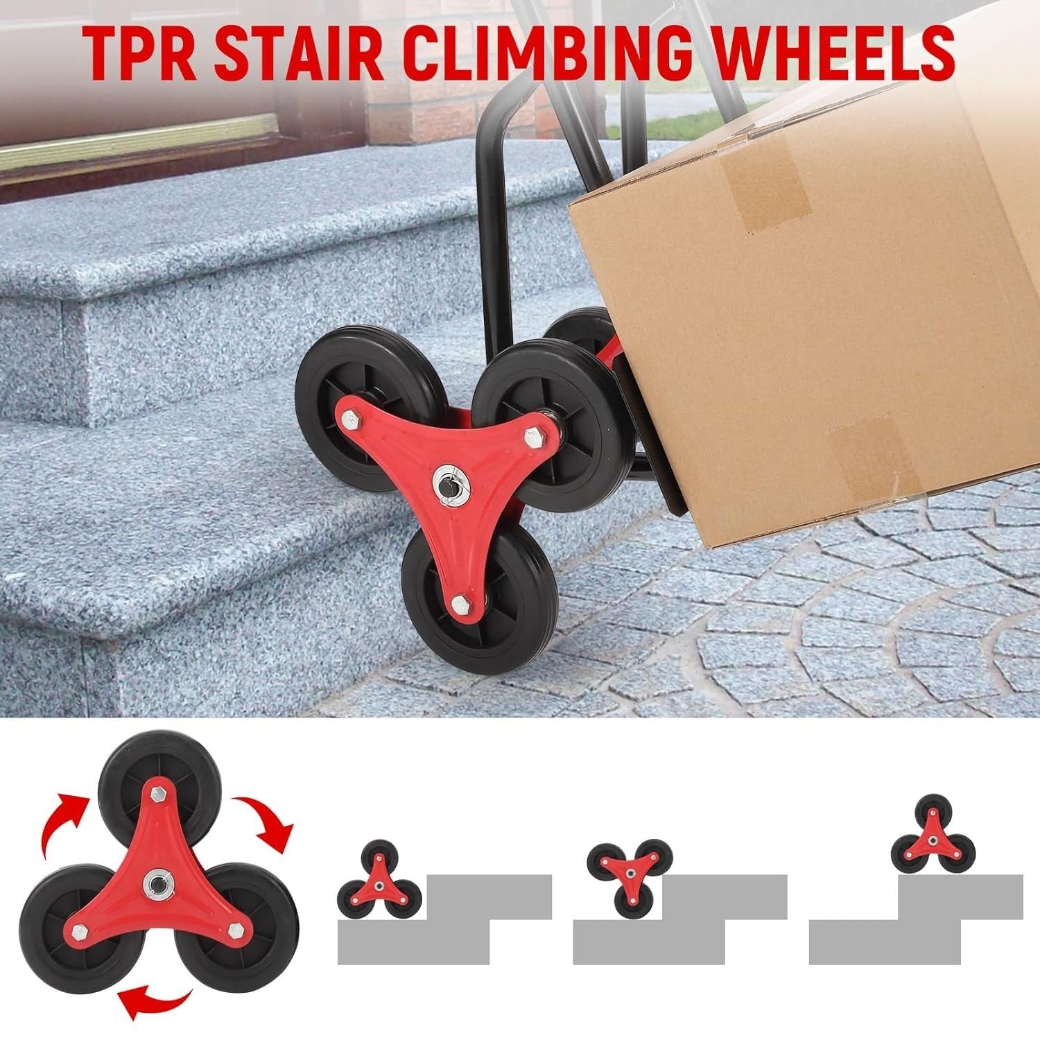 330lb Stair Climbing Hand Truck Folding 6 Wheel Grocery Luggage Cart