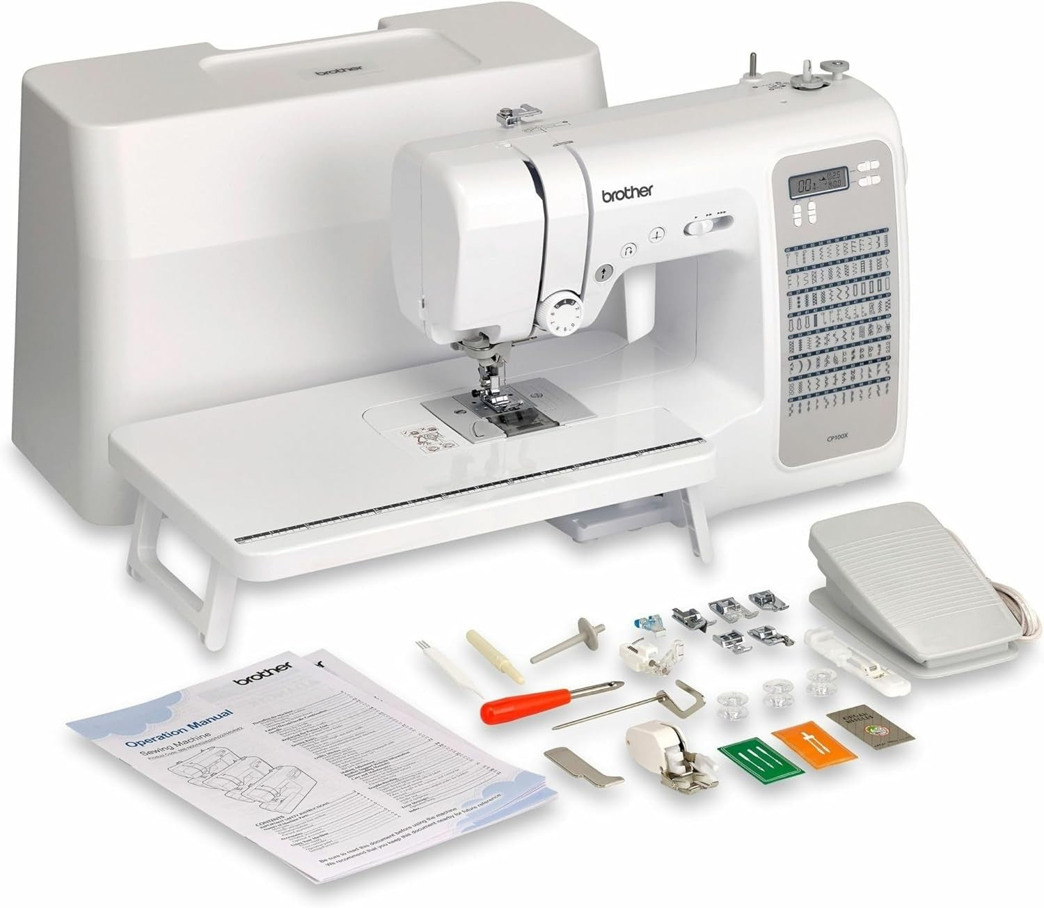 Computerized Sewing Quilting Machine 100 Stitches Wide Table White