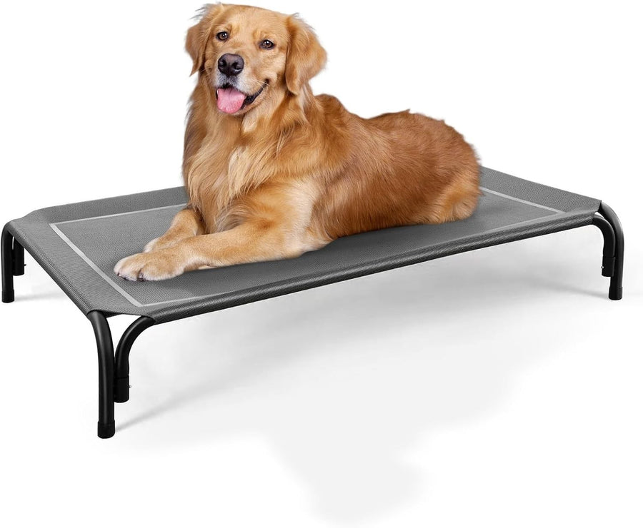 Raised Dog Bed 110x81cm Elevated Cooling Pet Cot Black