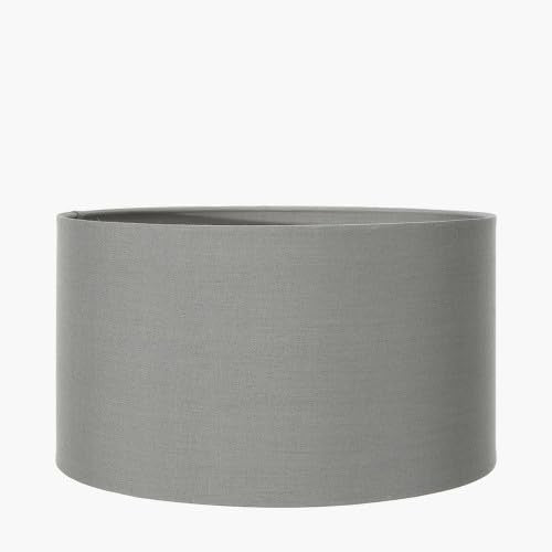 Grey Drum Lampshade 35cm Cotton Cylinder Shade Table Floor Living Room Lamps