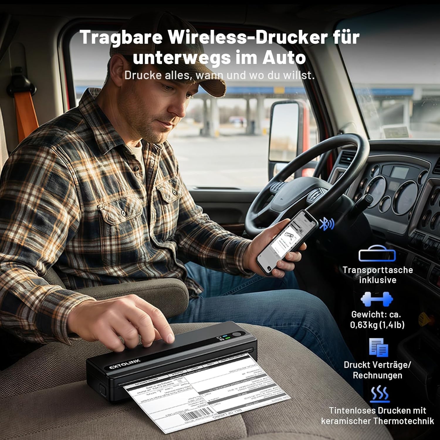 A4 Portable Thermal Printer Bluetooth Inkless + Case