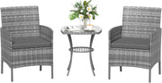 Outdoor Rattan Bistro Set 3PC | Waterproof Cushions | Small Garden Patio