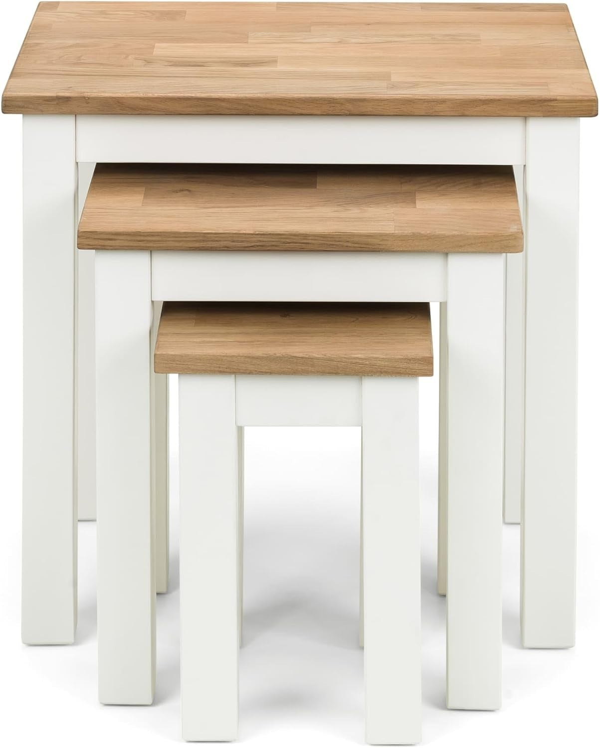 Oak Nesting Side Tables Set of 3 White Traditional Living Room Furniture