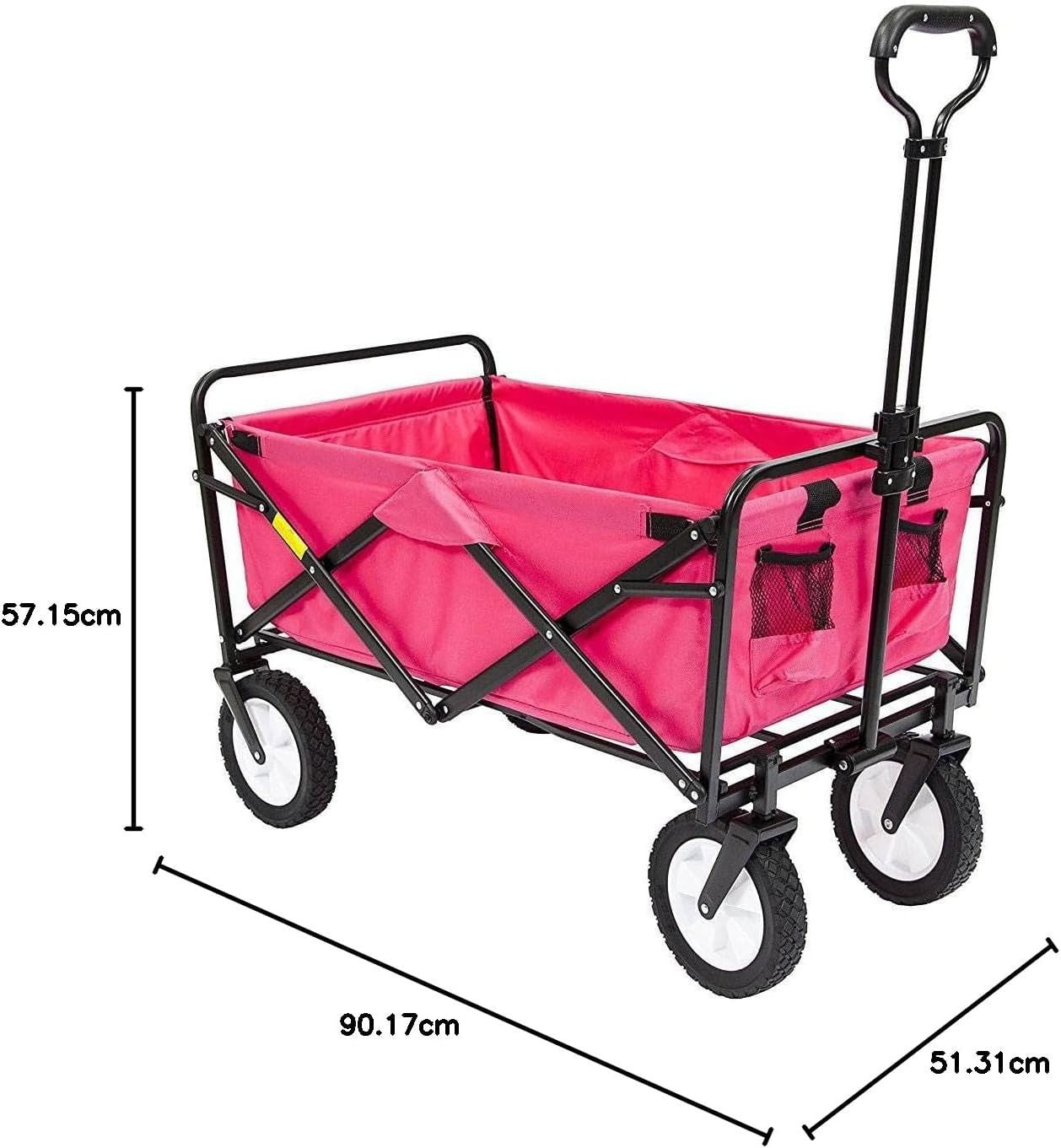 Pink Folding Wagon Cart 150lb Heavy Duty Compact Foldable Utility Trolley