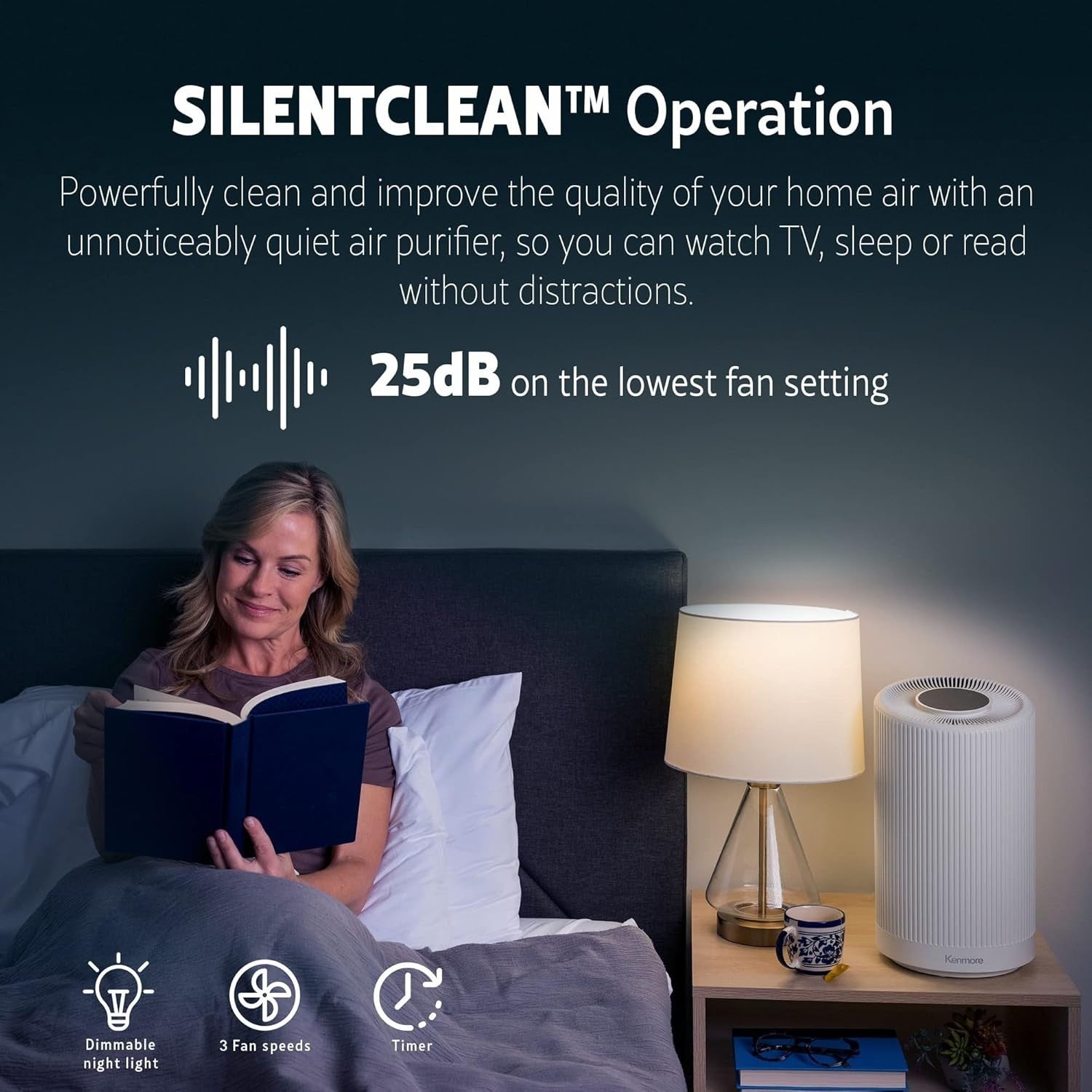 H13 HEPA Air Purifier 850 Sq Ft Quiet 25dB Odour Allergy Home