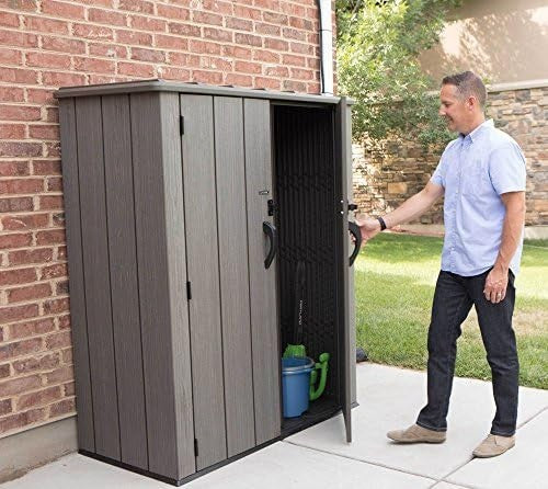Vertical Garden Storage Shed 53 Cu Ft Waterproof Outdoor Tool Box Brown
