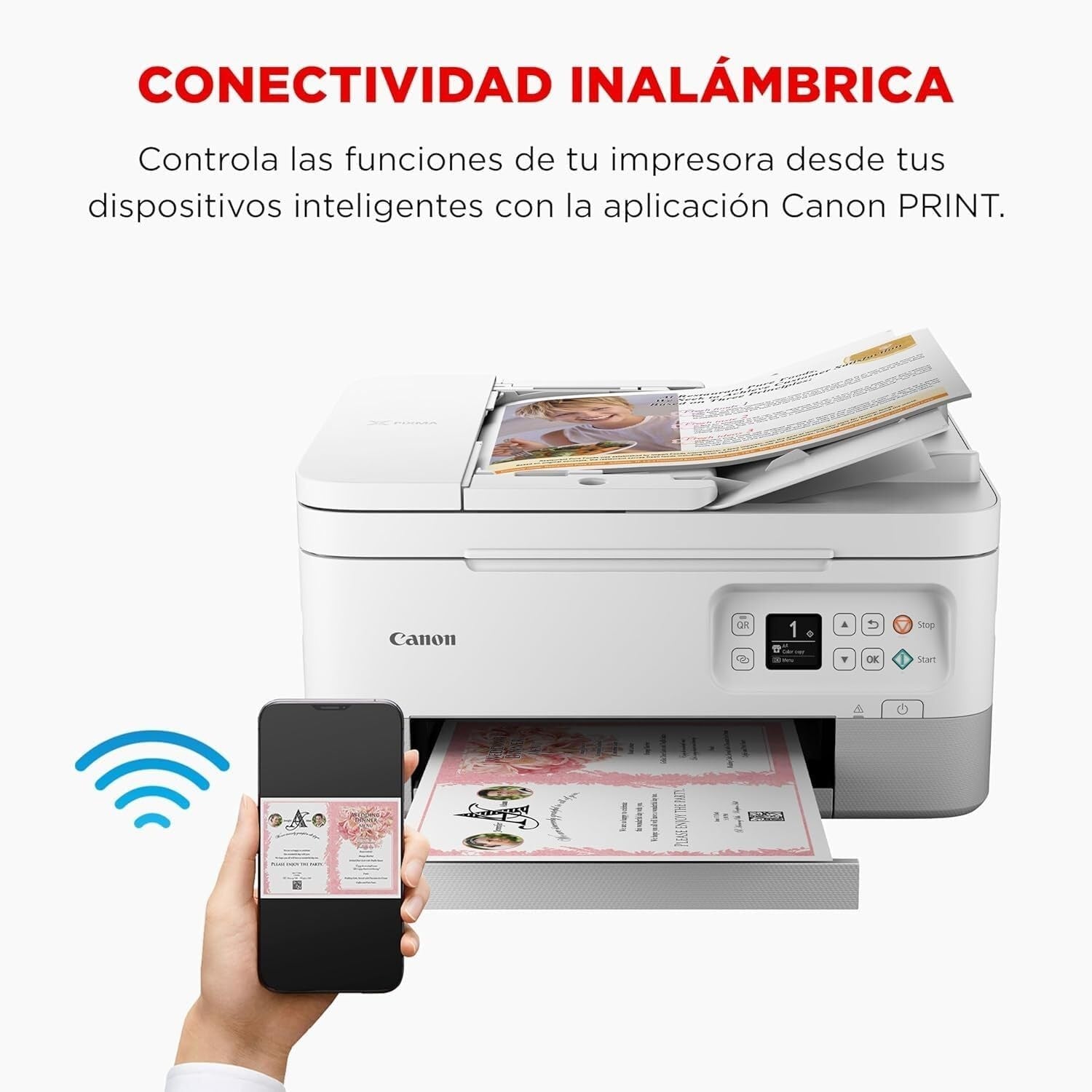 A4 3-in-1 Wireless Printer with Borderless Photo Printing - White