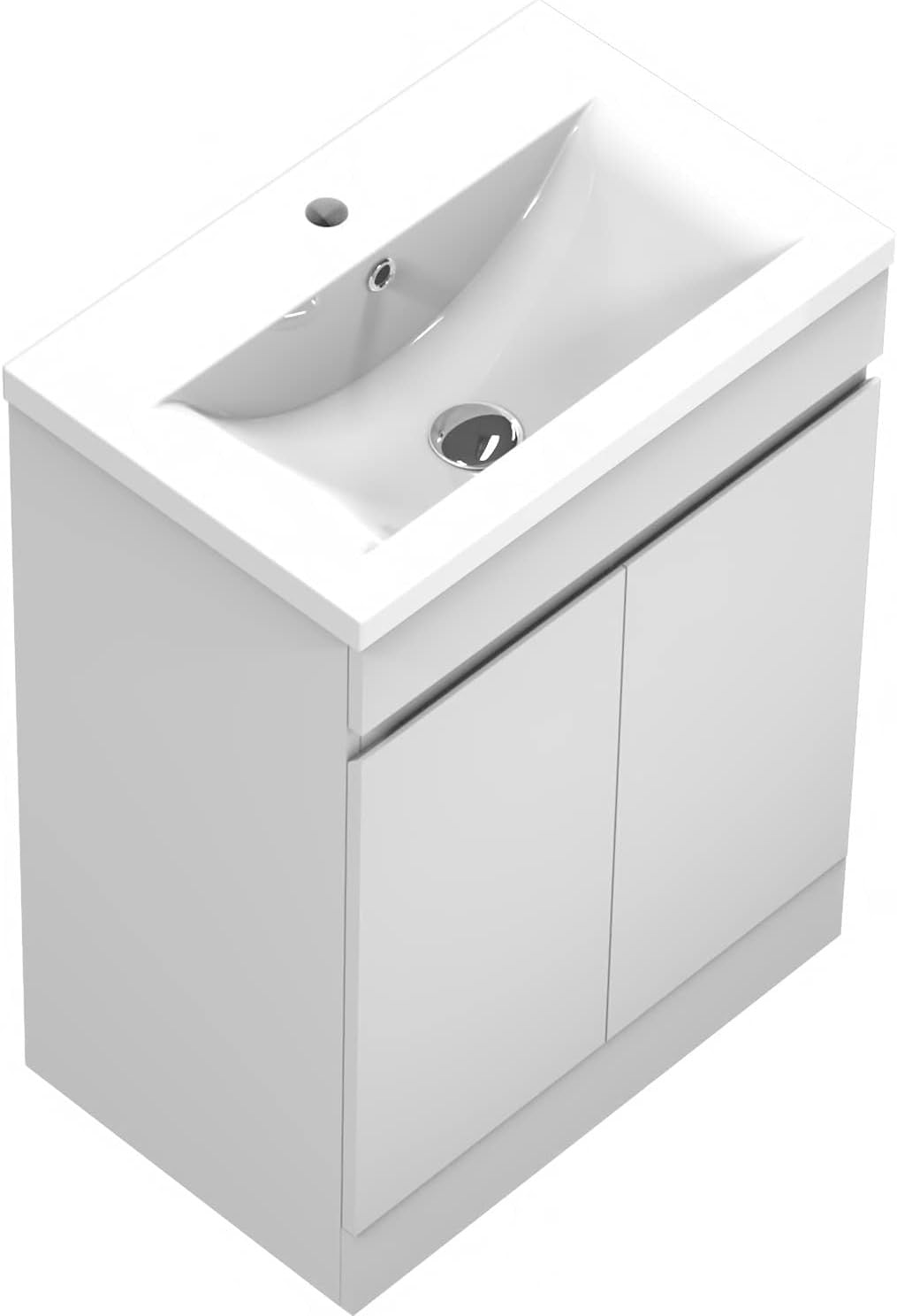 500mm Matt White Floor Standing Vanity Unit with Basin 2 Door Sink Cabinet