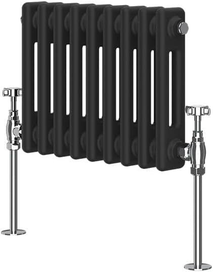 Horizontal Cast Iron Radiator 300x425mm Double Panel Anthracite Heating