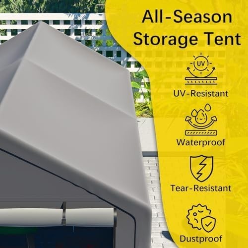 Outdoor Garden Storage Tent 6x10FT Waterproof Steel Frame Grey