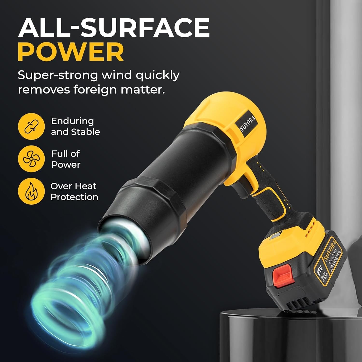 Cordless Leaf Blower 21V High Speed Motor Dual Batteries Digital Display