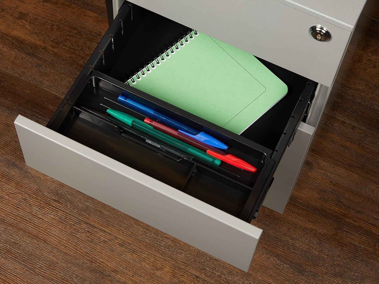 Grey Narrow Under Desk Filing Cabinet 3 Drawer Lockable 60cm
