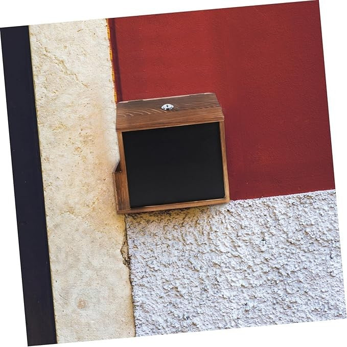 Lockable Wall Mount Suggestion Box w/ Blackboard – Secure Donation & Voting Jar